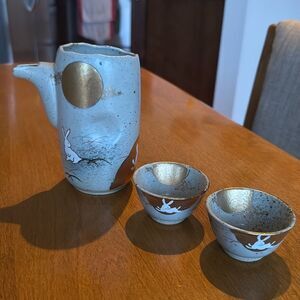 Vintage Kutani teapot & 2 cups